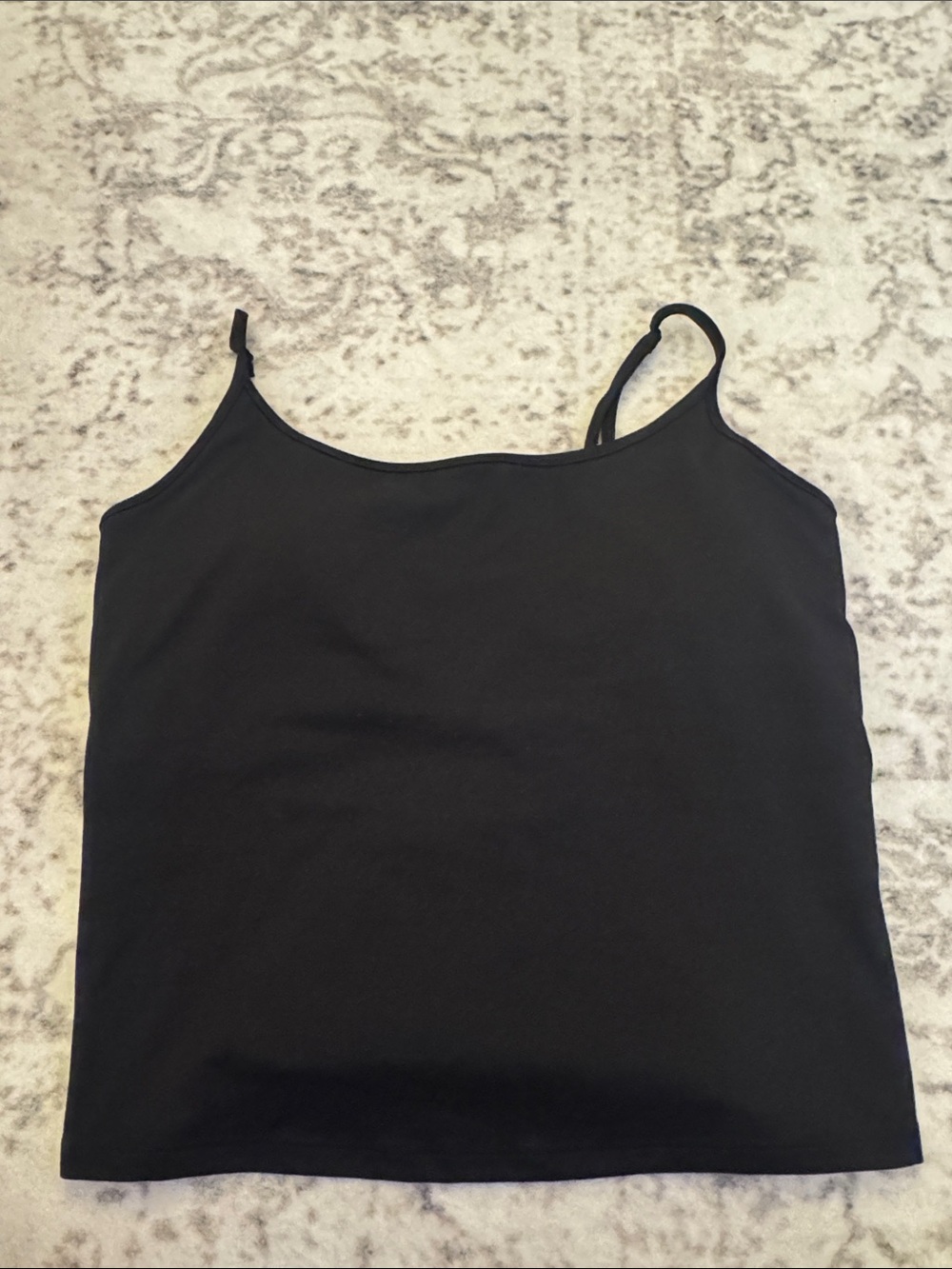 Women’s Black Slim Spaghetti Strap Tank Top With Built in Bra